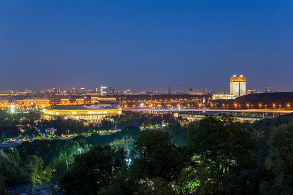 Kilátás Moszkva Központjában Sparrow Hills Vagy Vorobyovy Gory Megfigyelési Megtekintés — Stock Fotó