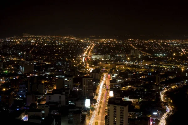 Вид Воздуха Город Ночью Современный Город Ночью — стоковое фото
