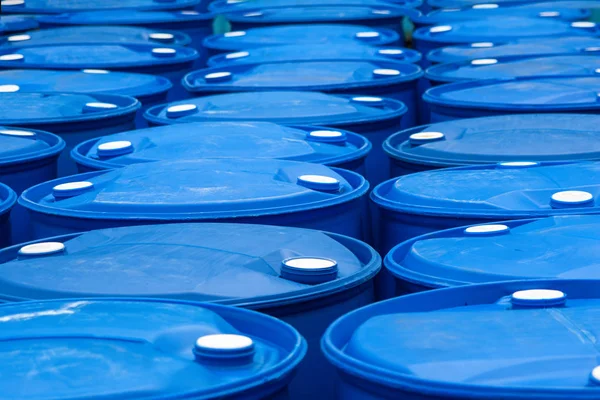 Chemical Plant Plastic Storage Drums — Stock Photo, Image