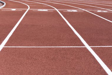 Spor alanında, parça arka plan kırmızı koşu parkuru