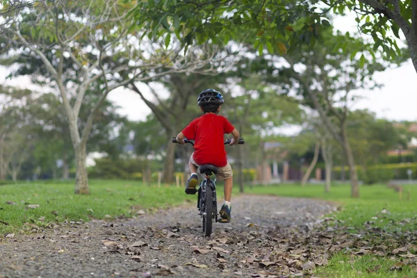 Alegre niño montando una bicicleta —  Fotos de Stock