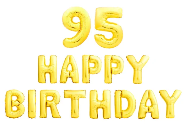 Zadowolony urodziny 95 lat złote nadmuchiwane balony na białym tle na białym tle. — Zdjęcie stockowe