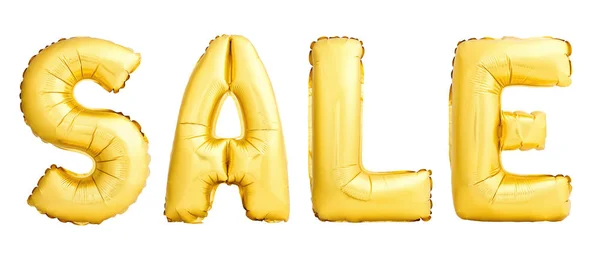 SALE sign made of golden inflatable balloon isolated on white — Stock Photo, Image