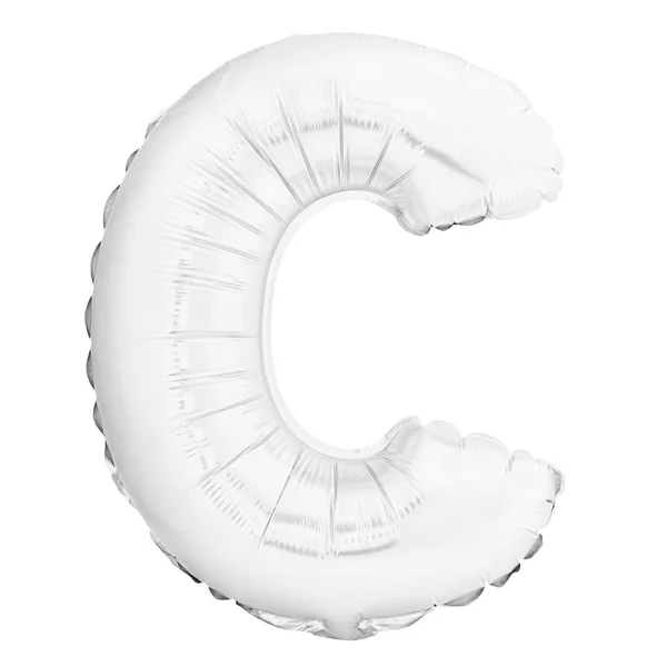 Vita bokstäverna C gjord av uppblåsbara heliumballong isolerad på vit — Stockfoto