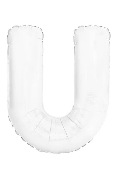 Letra blanca U hecha de globo de helio inflable aislado en blanco —  Fotos de Stock