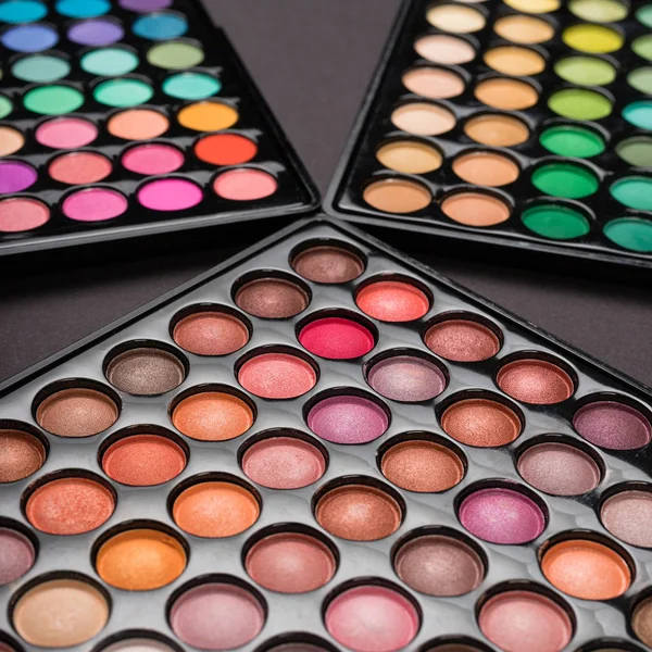 Close Make Colorful Eyeshadow Palettes — Stock Photo, Image