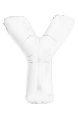 Beyaz harf Y şişme helyum balonu üzerinde beyaz izole yapılmış