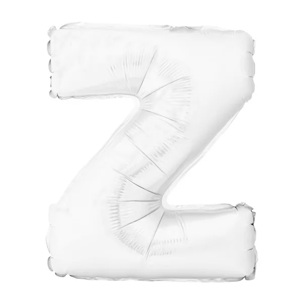 Lettre blanche Z faite de ballon gonflable d'hélium isolé sur blanc — Photo
