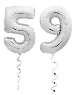 Beyaz kurdele ile şişme balon elli dokuz 59 yapılmış krom gümüş