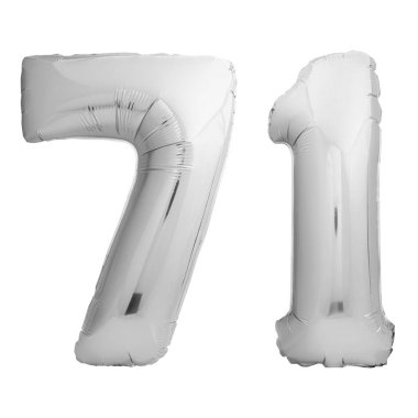 Şişme balon beyaz gümüş krom sayı 71 yetmiş tane yapılmış