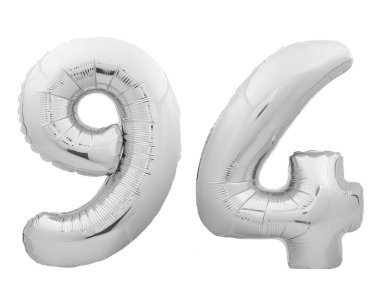 Şişme balon beyaz gümüş krom sayı 94 doksan dört numaralı yapılmış