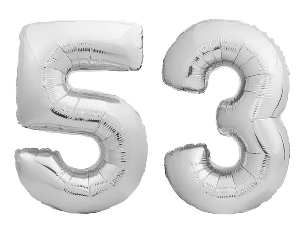 Silver number 53 fifty three made of inflatable balloon — Stock Photo, Image