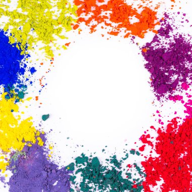 Beyaz arka plan üzerinde makyaj toz çerçeve şablon