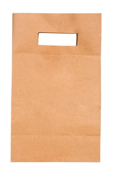 Beyaz zemin üzerinde kahverengi kağıt torba — Stok fotoğraf