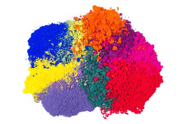 Colorato schiacciato polvere ombretto trucco isolato su sfondo bianco — Foto Stock