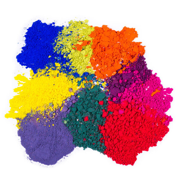 Colorful crushed make-up eyeshadow powder isolated on white background