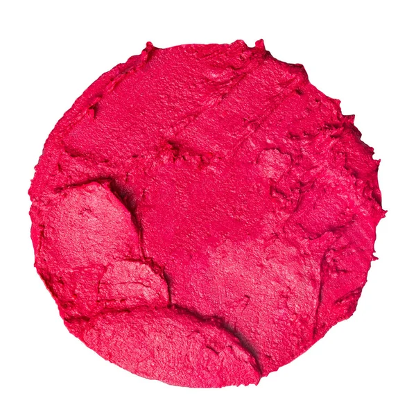 Rouge à lèvres tacheté en forme de cercle isolé sur fond blanc — Photo