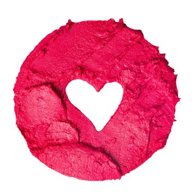 Ruj örnek üzerinde beyaz izole kalp şeklinde