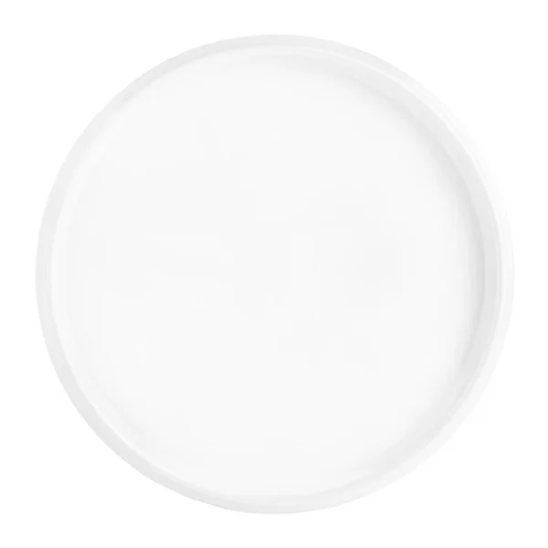 Placa redonda branca isolada em um branco — Fotografia de Stock