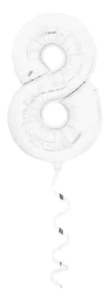 Número ocho 8 hecha de globo inflable con cinta blanca aislada en blanco —  Fotos de Stock