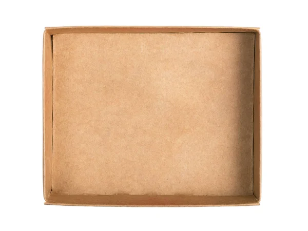 Otevřená lepenková krabice izolovaná na bílém pozadí. Horní pohled — Stock fotografie