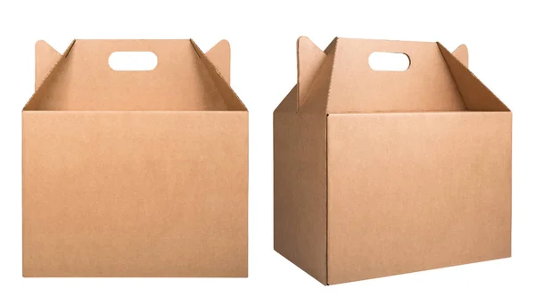 Conjunto de caixas de papelão isoladas sobre fundo branco — Fotografia de Stock
