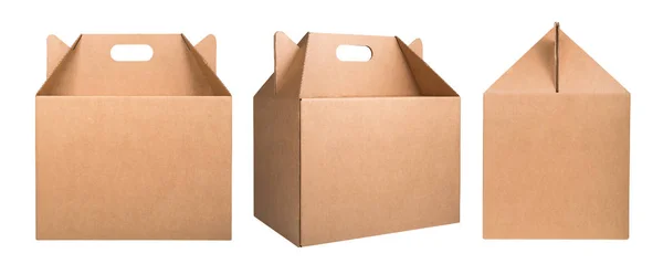 Conjunto de caixas de papelão isoladas sobre fundo branco — Fotografia de Stock