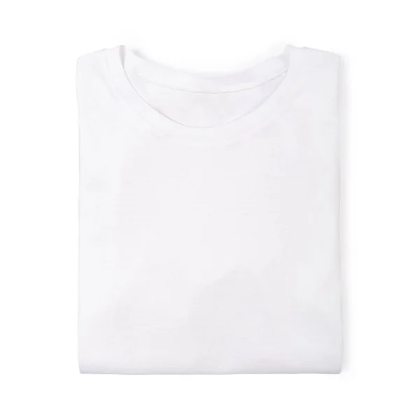 T-shirt bianca piegata isolata su bianco — Foto Stock