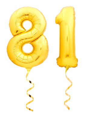 Altın Beyaz kurdele ile şişme balon yapılmış seksen bir 81 numaralı