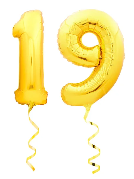 Golden number 1 made of inflatable balloon — Stock Photo, Image