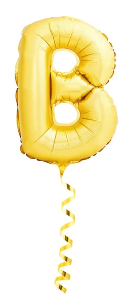 B betű arany készült felfújható ballon arany szalaggal — Stock Fotó