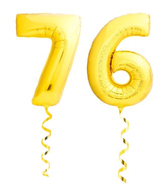 Altın Beyaz kurdele ile şişme balon yapılmış 76 76 numara