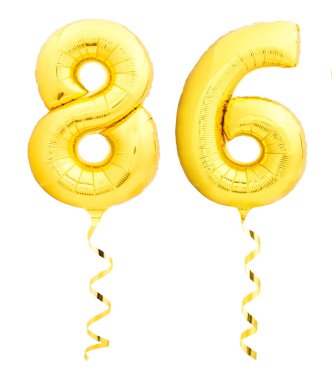Altın Beyaz kurdele ile şişme balon yapılmış 86 86 numara