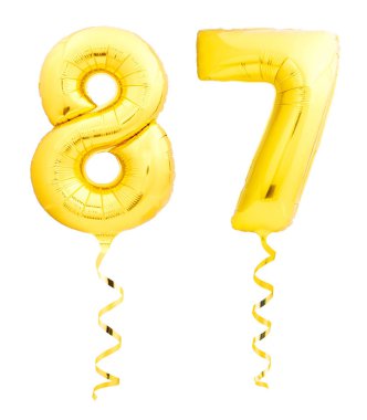 Altın Beyaz kurdele ile şişme balon yapılmış seksen yedi 87 numaralı