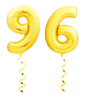 Beyaz kurdele ile şişme balon altın doksan altı 96 yapılmış