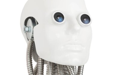 Beyaz izole insansı robot baş