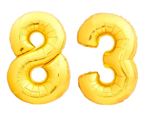 Número dorado 83 ochenta y tres hecho de globo inflable —  Fotos de Stock