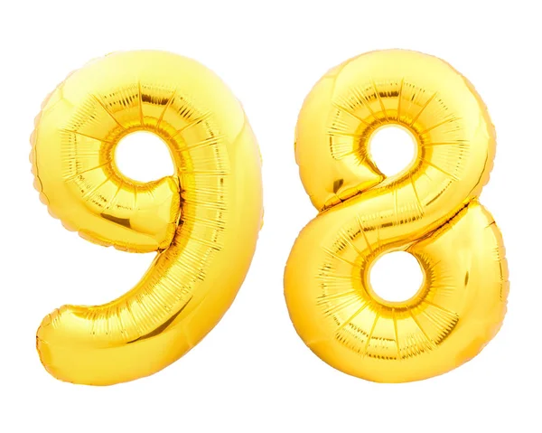 Goldene Zahl 98 achtundneunzig aus aufblasbarem Ballon — Stockfoto