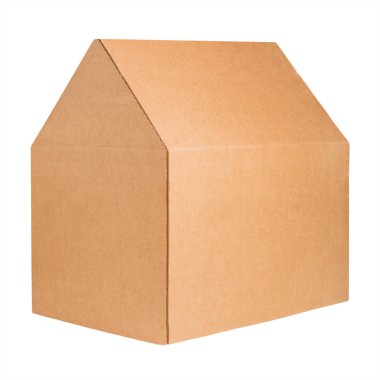 Cardboard house isolated on white background clipart