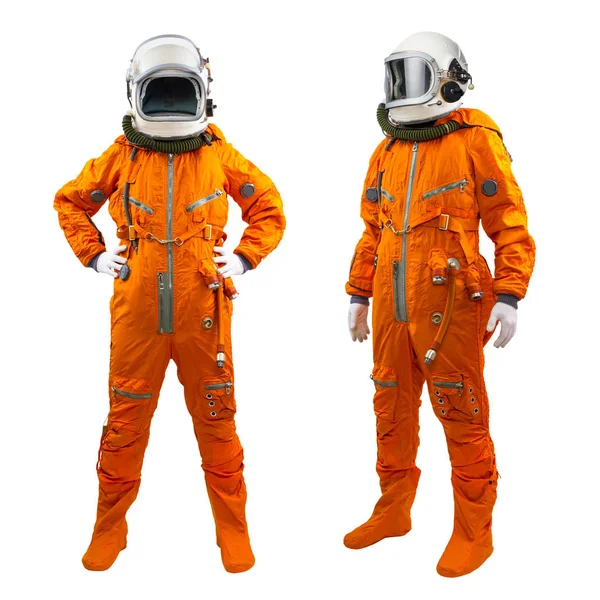 Набір з двох космонавтів ізольовані на білому тлі — стокове фото