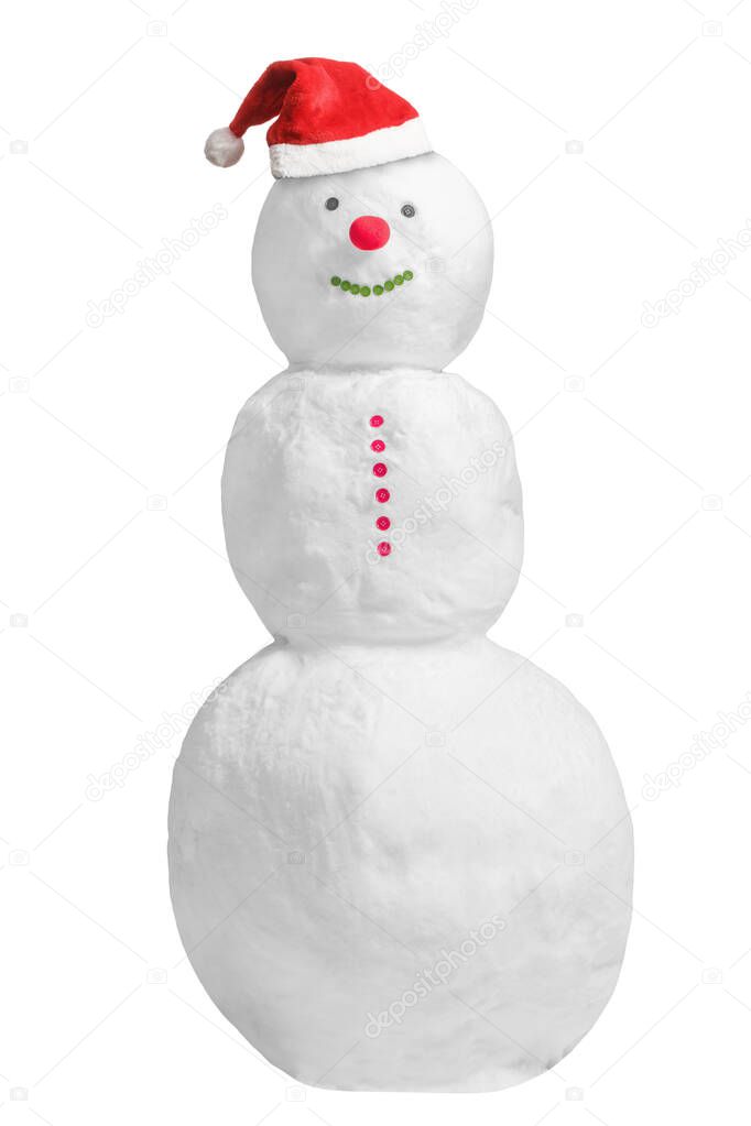 Christmas snowman in Santa hat