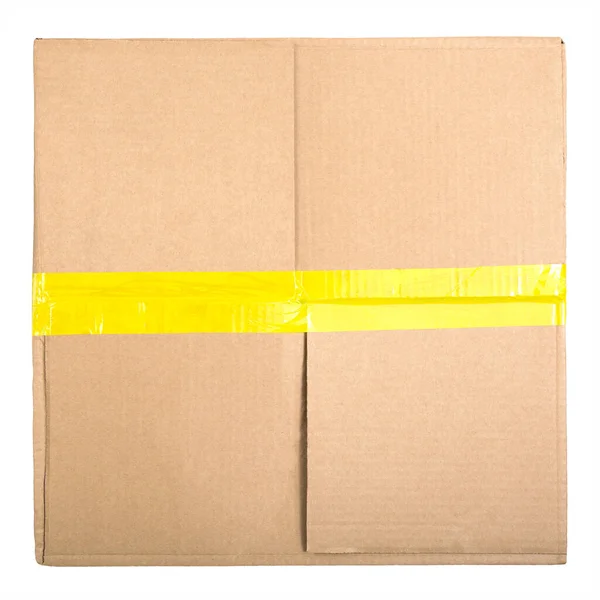 白い背景に分離された長方形の段ボールの箱の上 — ストック写真