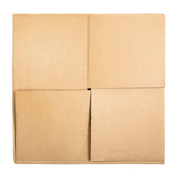 Vierkant kartonnen doos geïsoleerd op een witte achtergrond. Bovenaanzicht — Stockfoto