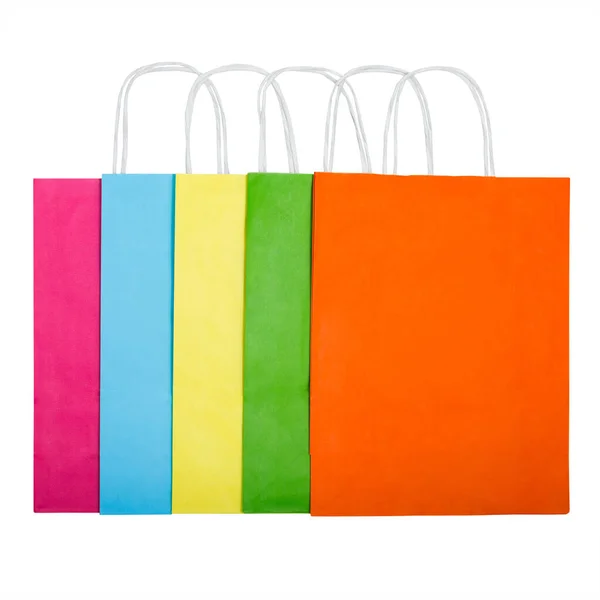 Colorful paper bags isolated on white — Stock Photo, Image