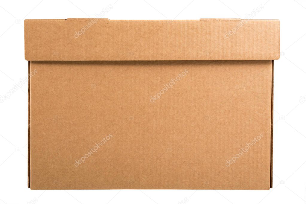 Cardboard archive storage box isolated on white