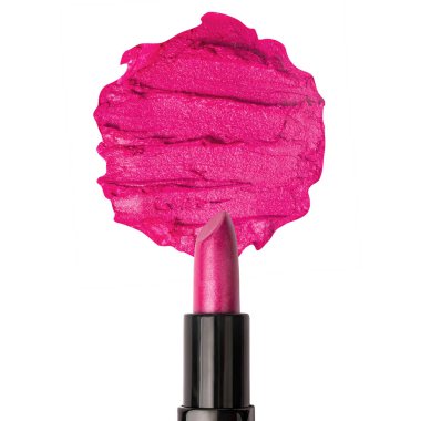 Beyaz bir ruj izole edilmiş pembe bir ruj.