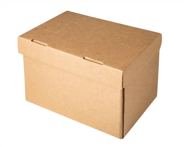 Caixa de armazenamento de papelão isolado em branco — Fotografia de Stock