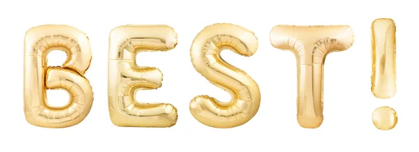 Word Najlepszy ze złotych balonów nadmuchiwanych izolowanych na białym tle — Zdjęcie stockowe