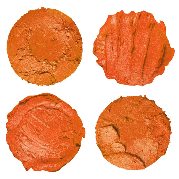 Raccolta di campioni di rossetto isolati su fondo bianco — Foto Stock