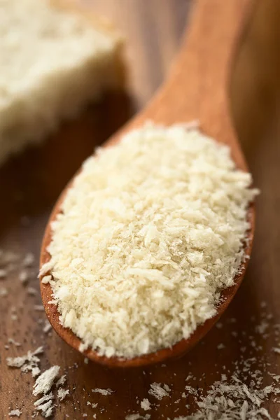 Panko Japanskt Flagnande Brödsmulor Träsked Fotograferad Med Naturligt Ljus Selektivt — Stockfoto